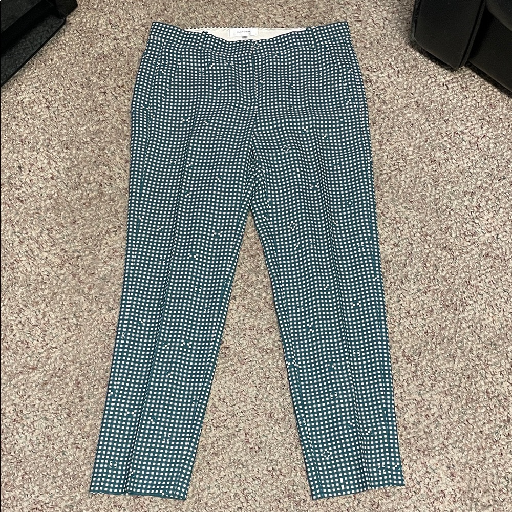Carven green/white patterned ankle cut trousers - like new